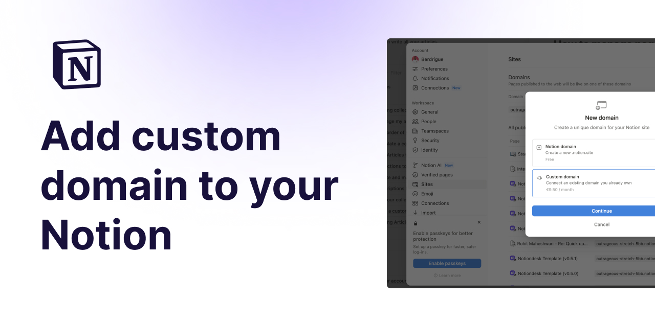 Add custom domain to your Notion